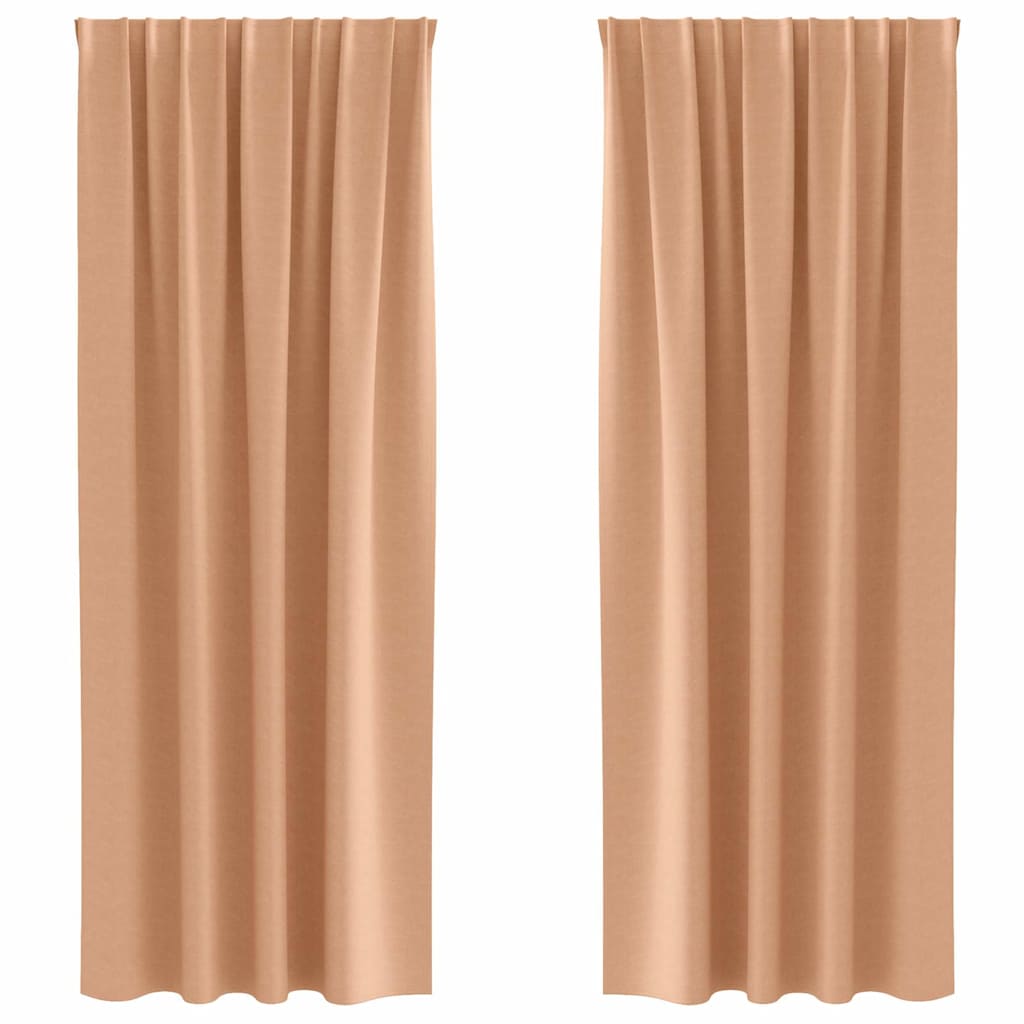 Blackout Curtains with Rings 2 pcs Light Brown 260 x 140 cm