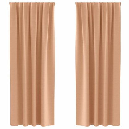 Blackout Curtains with Rings 2 pcs Light Brown 260 x 140 cm
