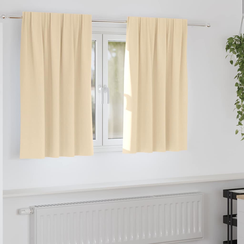 Blackout Curtains with Rings 2 pcs Cream 140 x 140 cm Polyester
