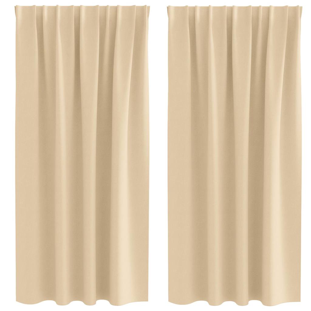 Blackout Curtains with Rings 2 pcs Cream 175 x 140 cm Polyester