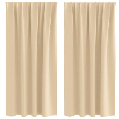 Blackout Curtains with Rings 2 pcs Cream 175 x 140 cm Polyester