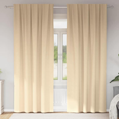 Blackout Curtains with Rings 2 pcs Cream 260 x 140 cm Polyester