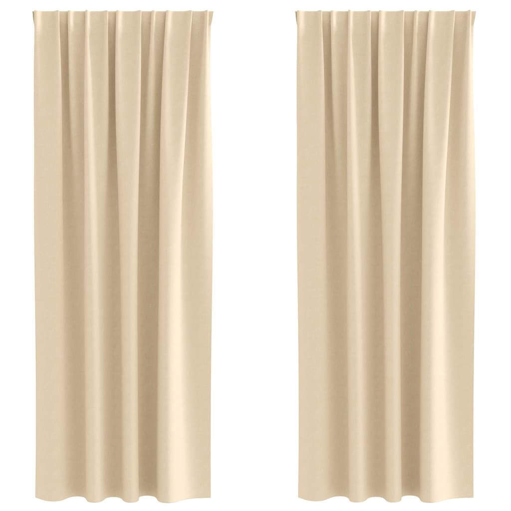 Blackout Curtains with Rings 2 pcs Cream 260 x 140 cm Polyester