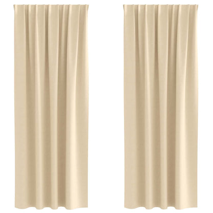 Blackout Curtains with Rings 2 pcs Cream 260 x 140 cm Polyester