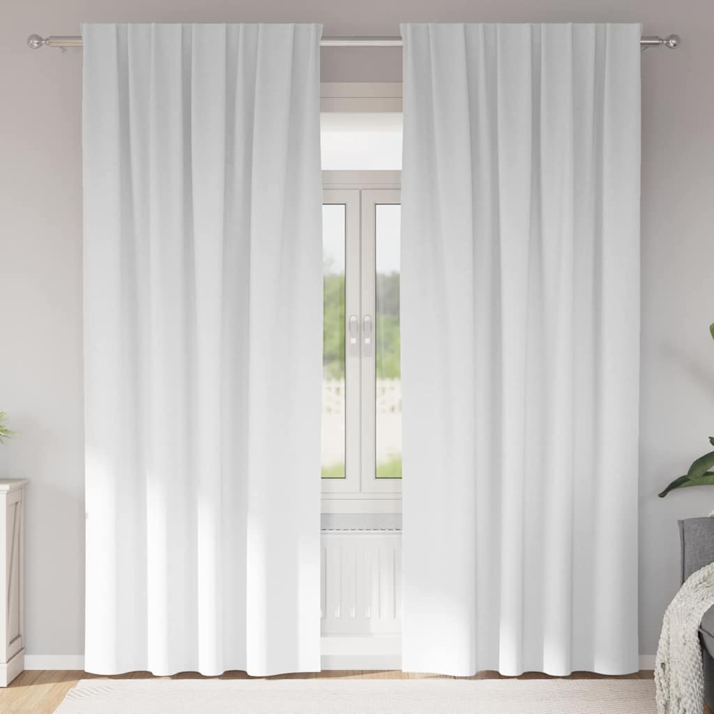 Blackout Curtains with Rings 2 pcs Bright White 260 x 140 cm