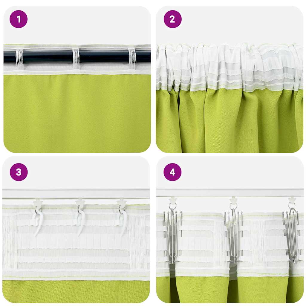 Blackout Curtains with Rings 2 pcs Green 225 x 140 cm Polyester