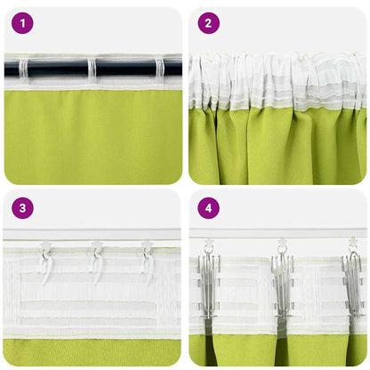 Blackout Curtains with Rings 2 pcs Green 225 x 140 cm Polyester