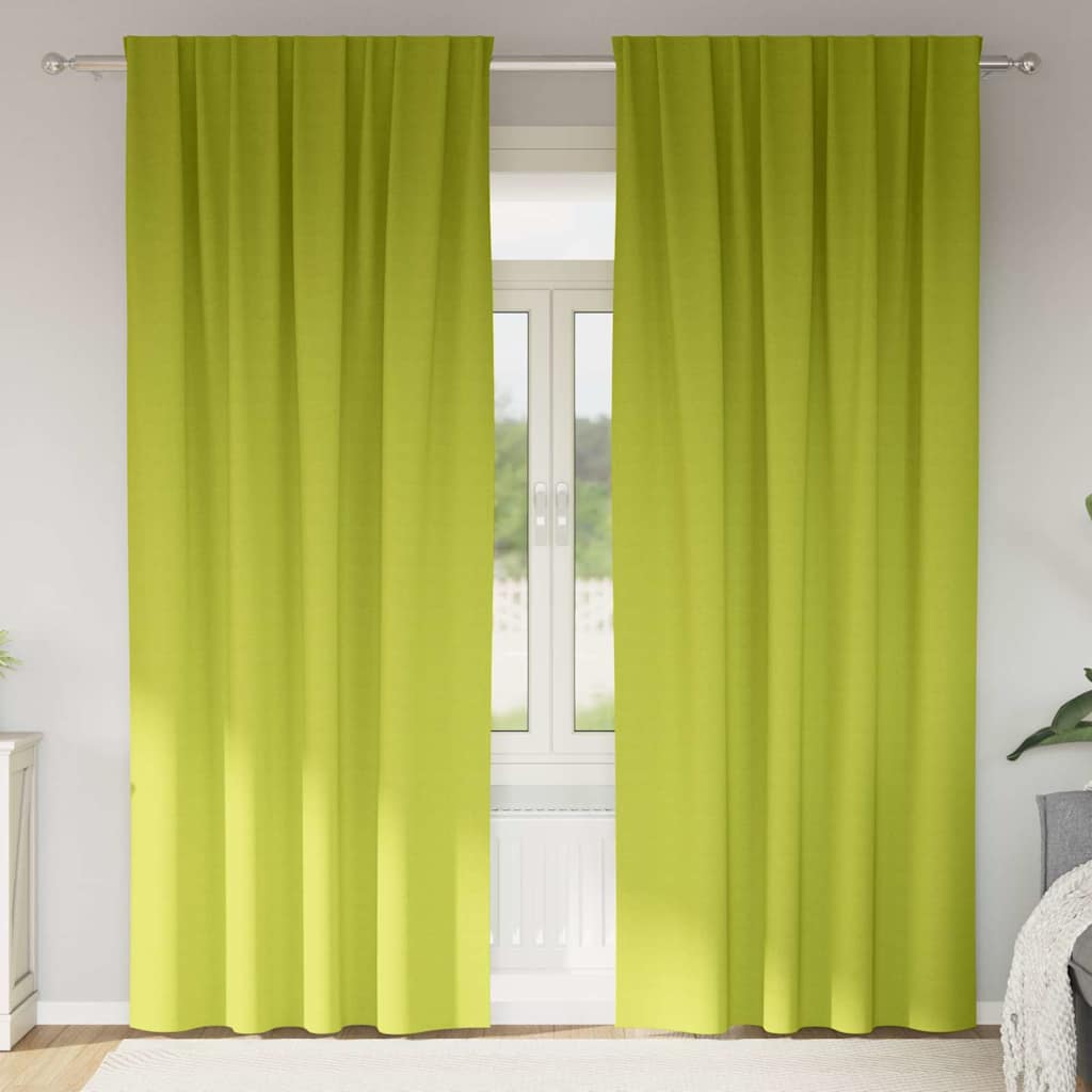 Blackout Curtains with Rings 2 pcs Green 225 x 140 cm Polyester