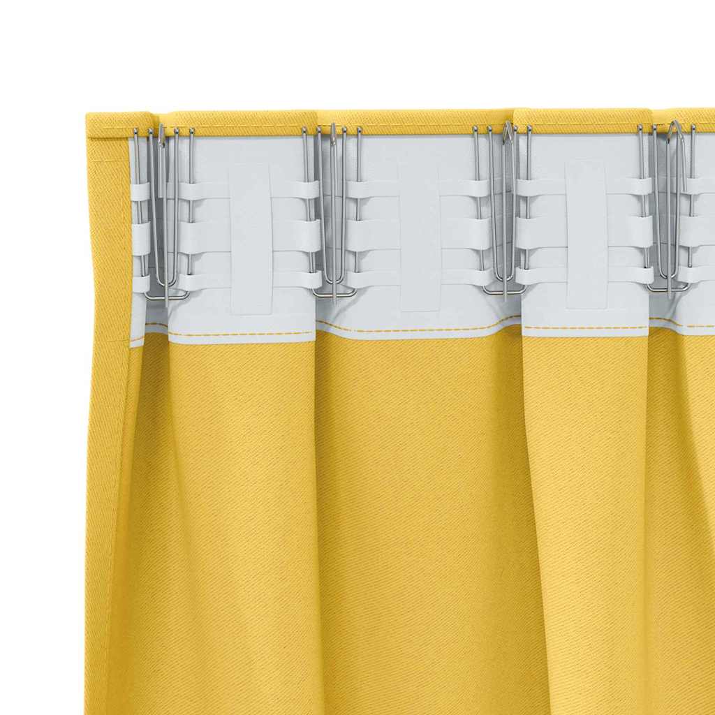 Blackout Curtains with Rings 2 pcs Mustard Yellow 140 x 140 cm