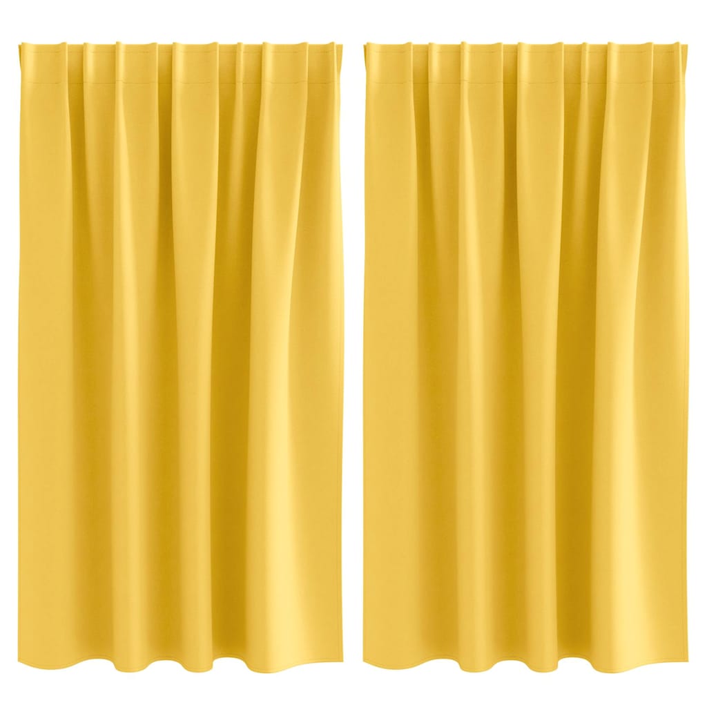 Blackout Curtains with Rings 2 pcs Mustard Yellow 140 x 140 cm
