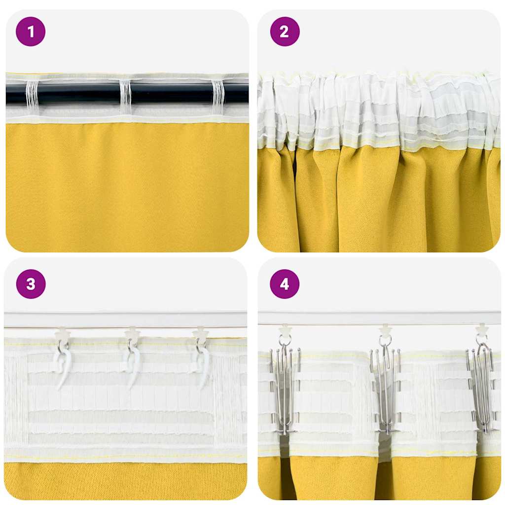 Blackout Curtains with Rings 2 pcs Mustard Yellow 175 x 140 cm