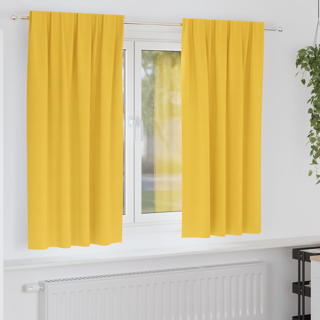 Blackout Curtains with Rings 2 pcs Mustard Yellow 175 x 140 cm