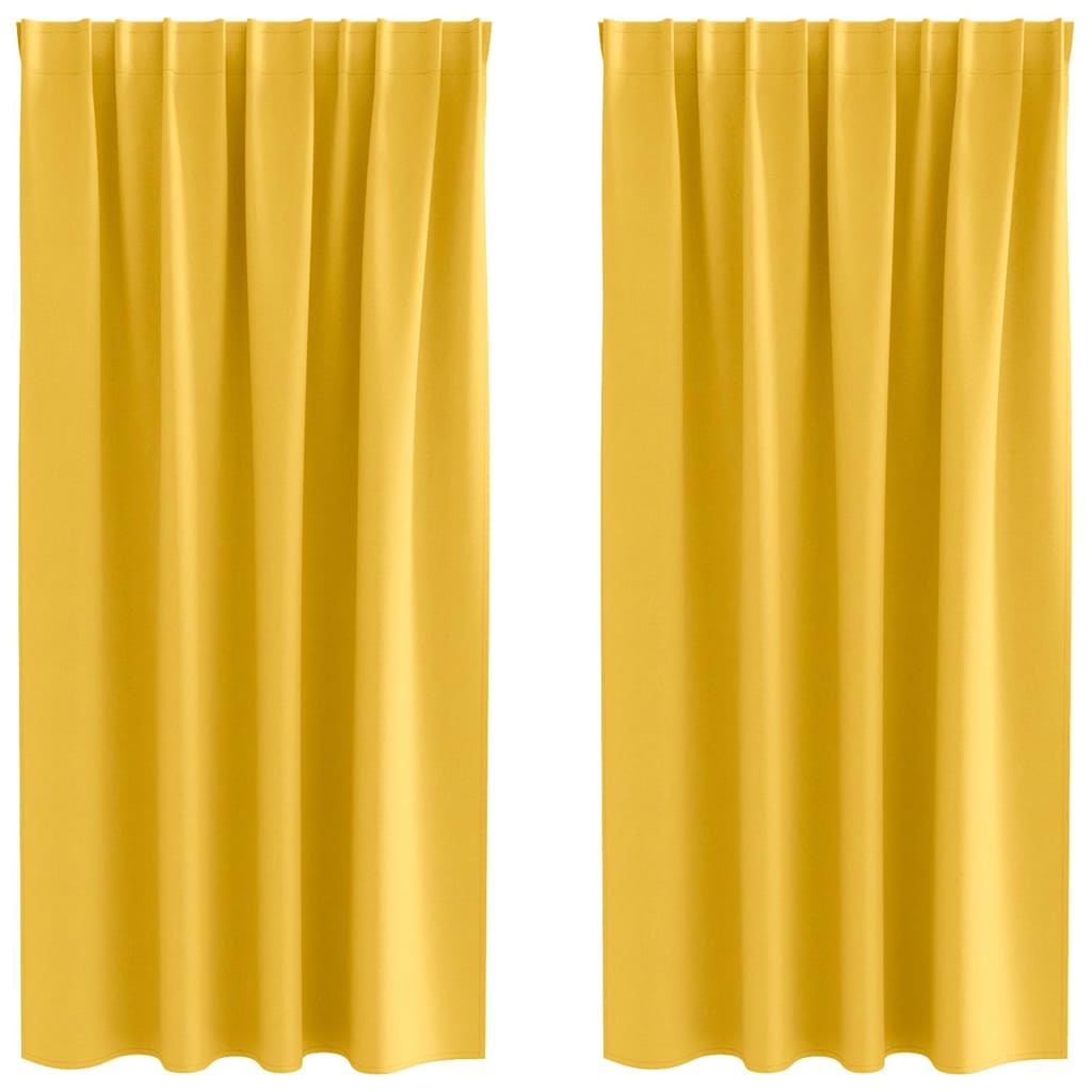 Blackout Curtains with Rings 2 pcs Mustard Yellow 175 x 140 cm