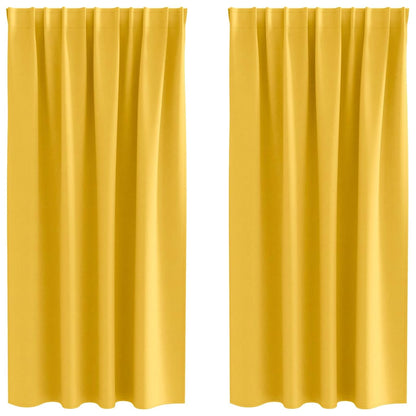 Blackout Curtains with Rings 2 pcs Mustard Yellow 175 x 140 cm