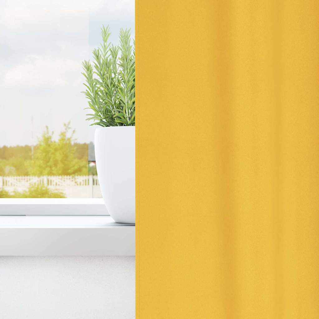 Blackout Curtains with Rings 2 pcs Mustard Yellow 225 x 140 cm