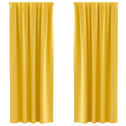 Blackout Curtains with Rings 2 pcs Mustard Yellow 225 x 140 cm