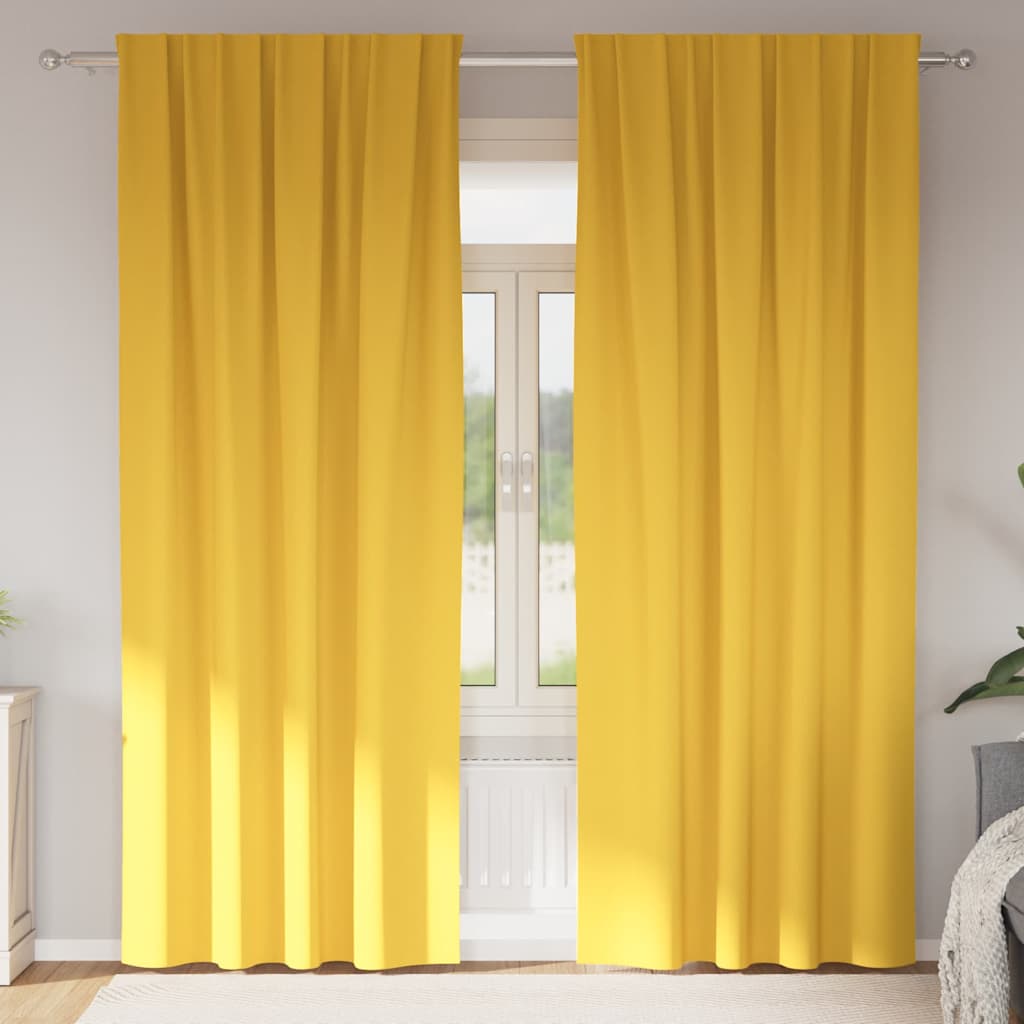Blackout Curtains with Rings 2 pcs Mustard Yellow 245 x 140 cm