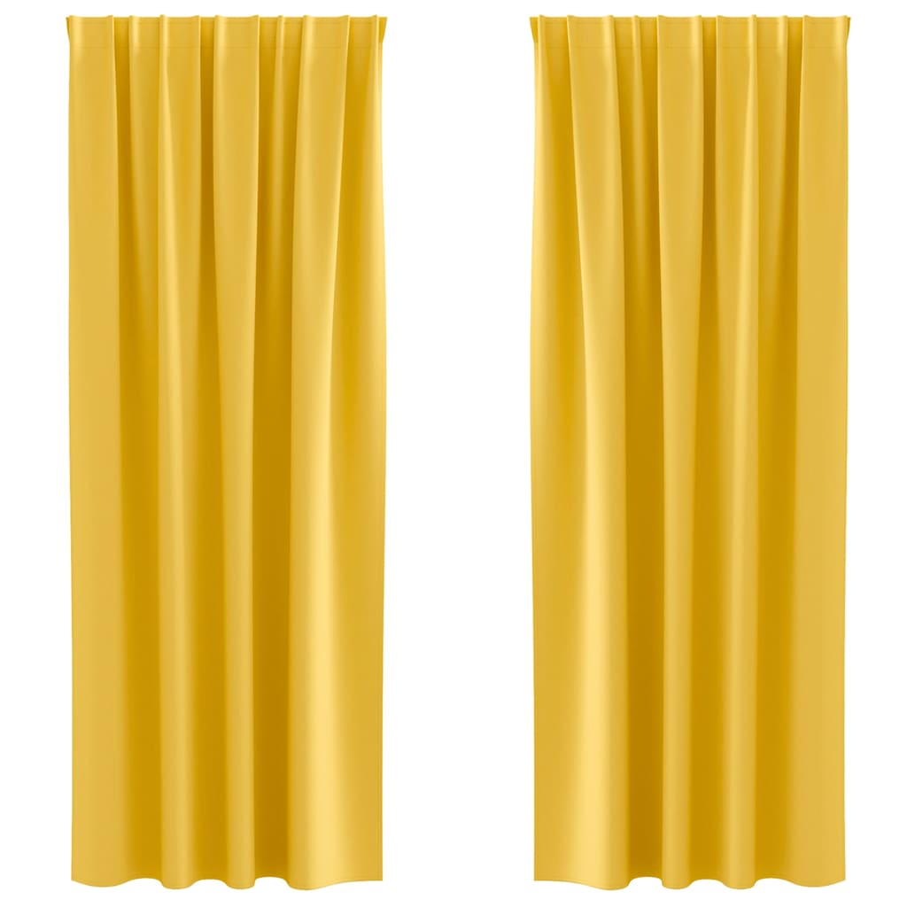 Blackout Curtains with Rings 2 pcs Mustard Yellow 260 x 140 cm