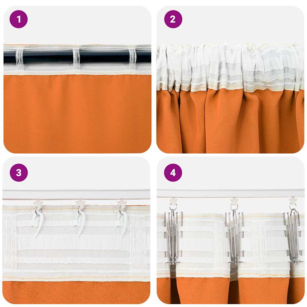Blackout Curtains with Rings 2 pcs Bright Orange 140 x 140 cm
