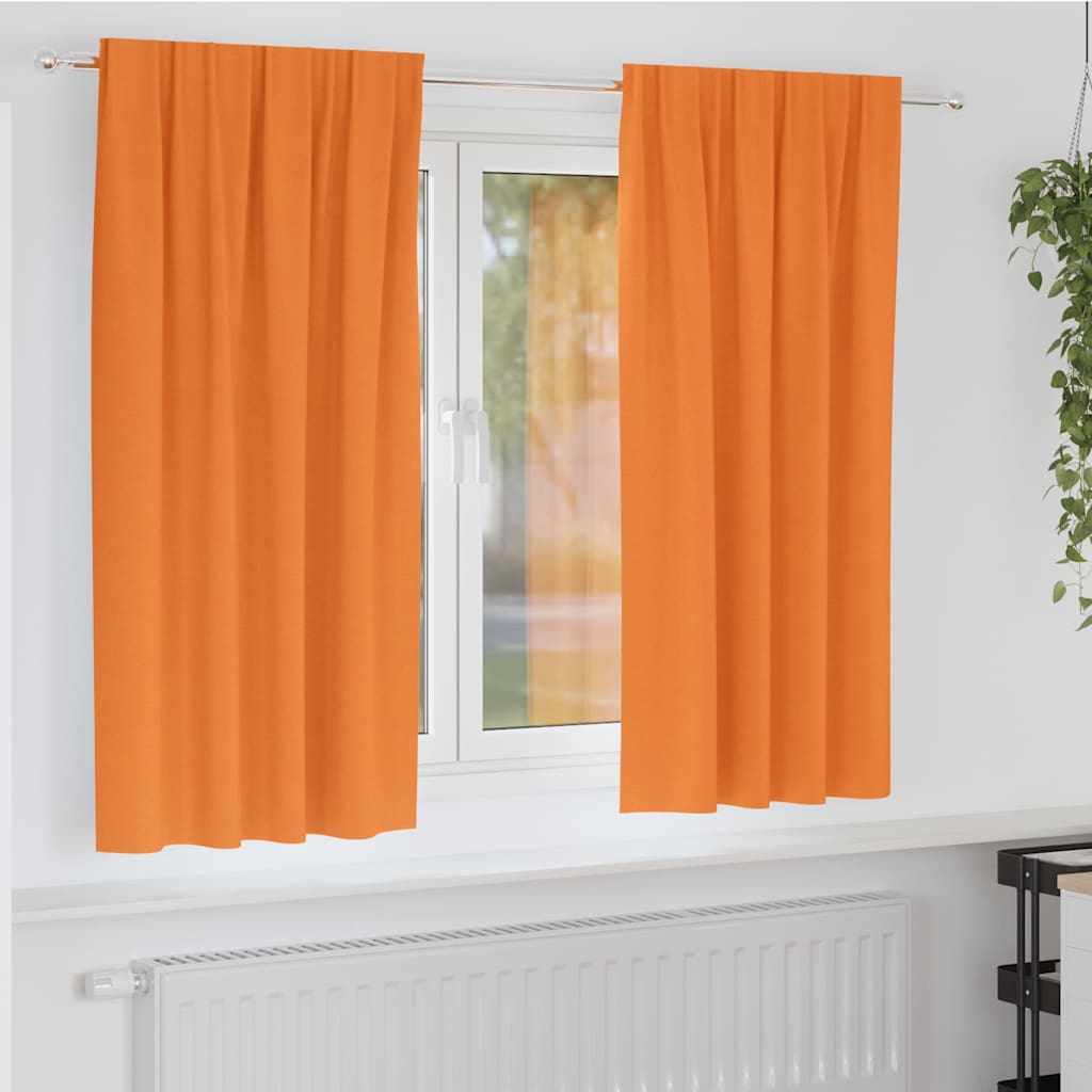 Blackout Curtains with Rings 2 pcs Orange 175 x 140 cm