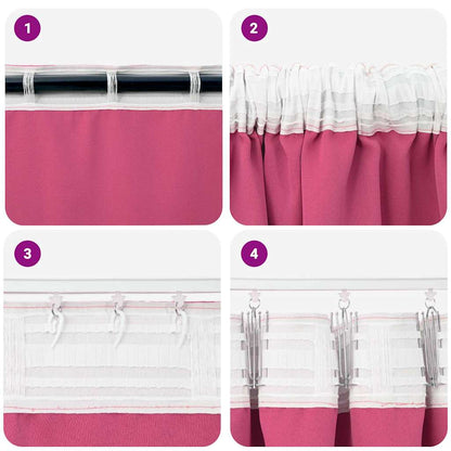 Blackout Curtains with Rings 2 pcs Bright Pink 140 x 140 cm