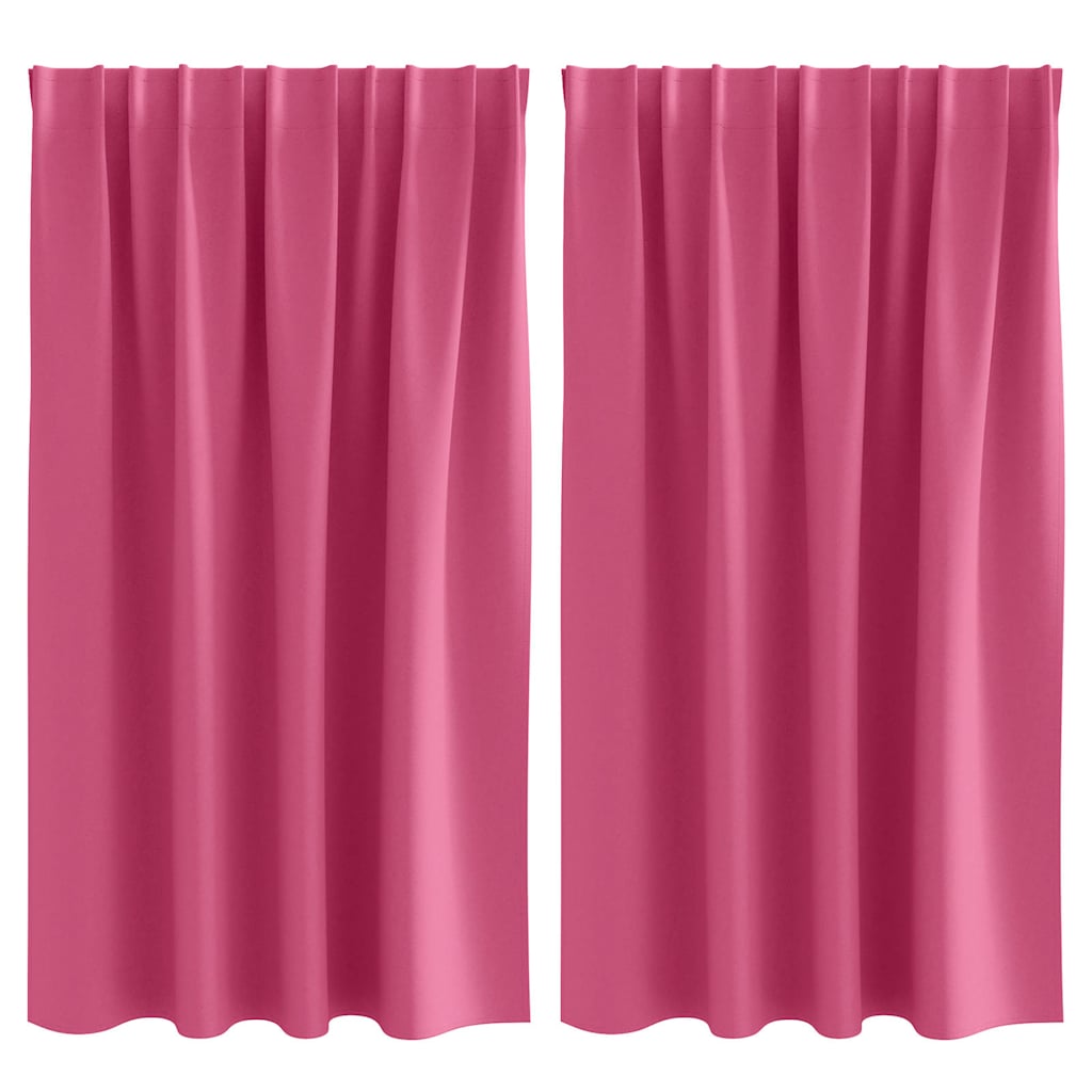 Blackout Curtains with Rings 2 pcs Bright Pink 140 x 140 cm