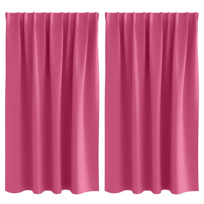 Blackout Curtains with Rings 2 pcs Bright Pink 140 x 140 cm