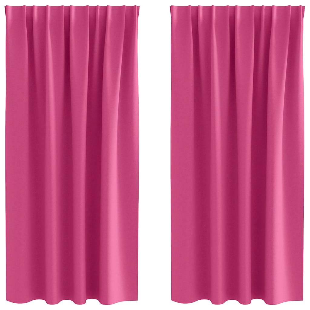 Blackout Curtains with Rings 2 pcs Bright Pink 175 x 140 cm