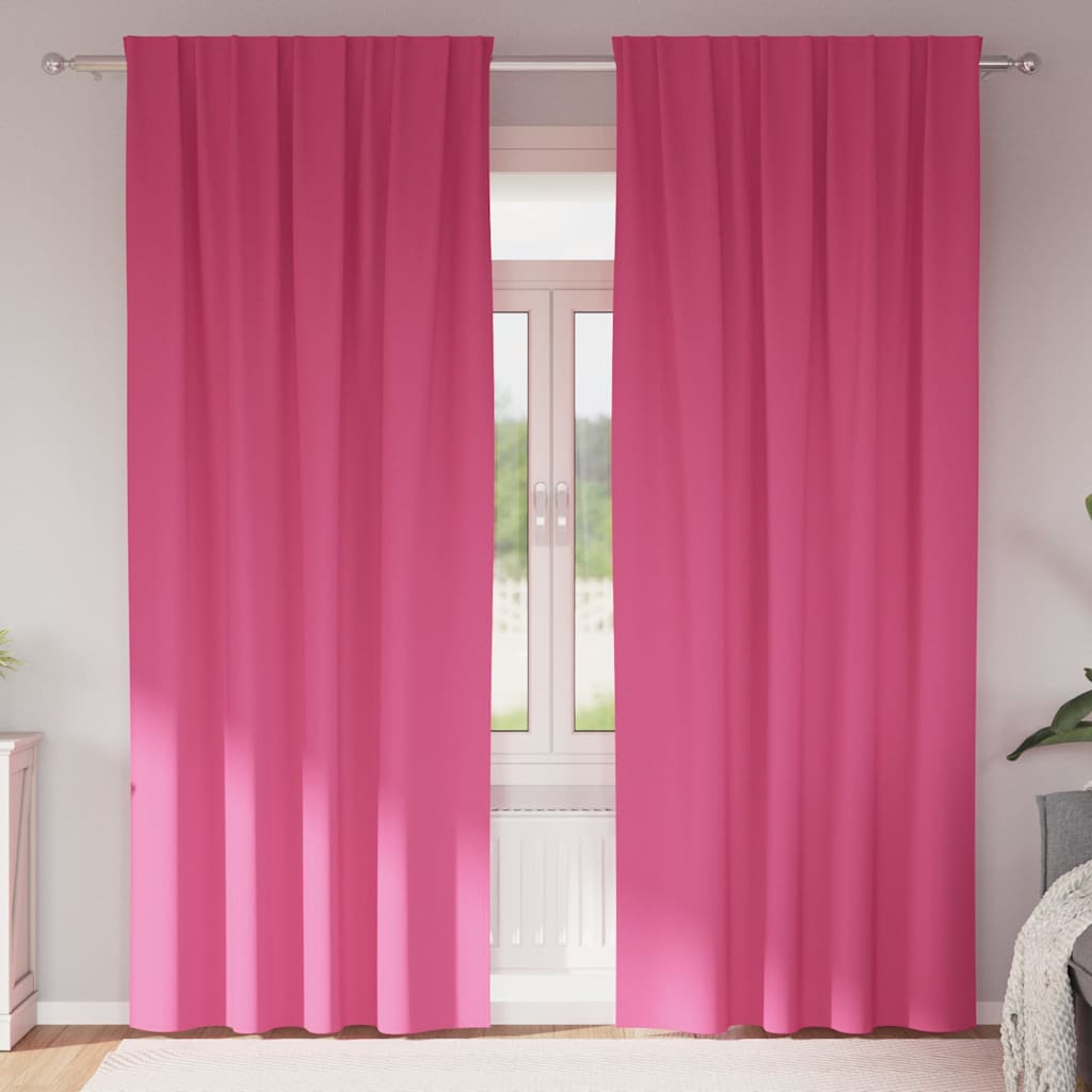 Blackout Curtains with Rings 2 pcs Bright Pink 225 x 140 cm