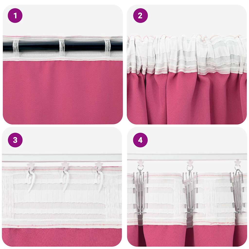 Blackout Curtains with Rings 2 pcs Bright Pink 245 x 140 cm