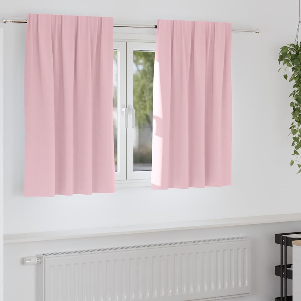 Blackout Curtains with Rings 2 pcs Baby Pink 140 x 140 cm