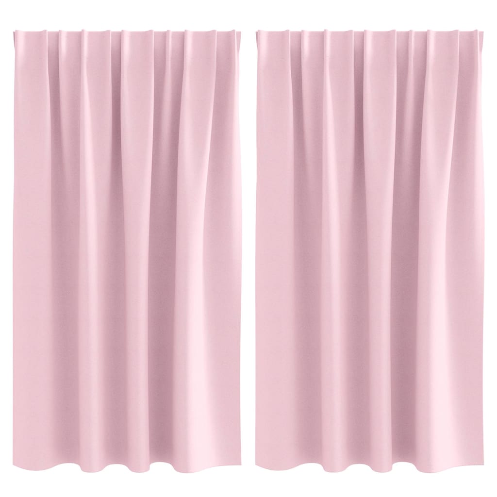 Blackout Curtains with Rings 2 pcs Baby Pink 140 x 140 cm