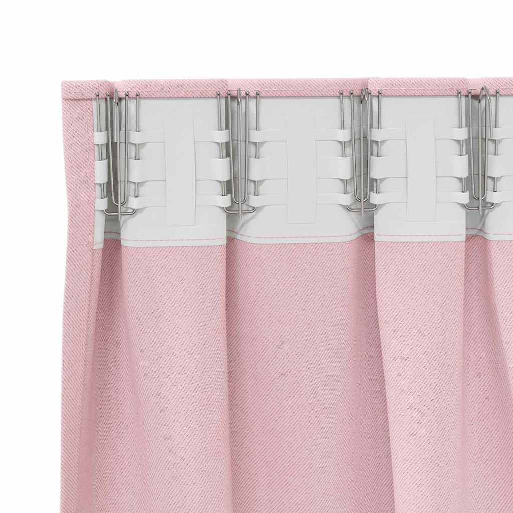 Blackout Curtains with Rings 2 pcs Baby Pink 175 x 140 cm