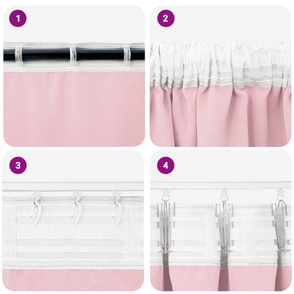 Blackout Curtains with Rings 2 pcs Baby Pink 175 x 140 cm