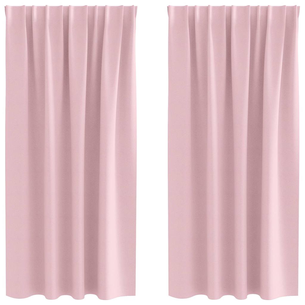 Blackout Curtains with Rings 2 pcs Baby Pink 175 x 140 cm