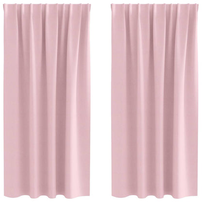 Blackout Curtains with Rings 2 pcs Baby Pink 175 x 140 cm