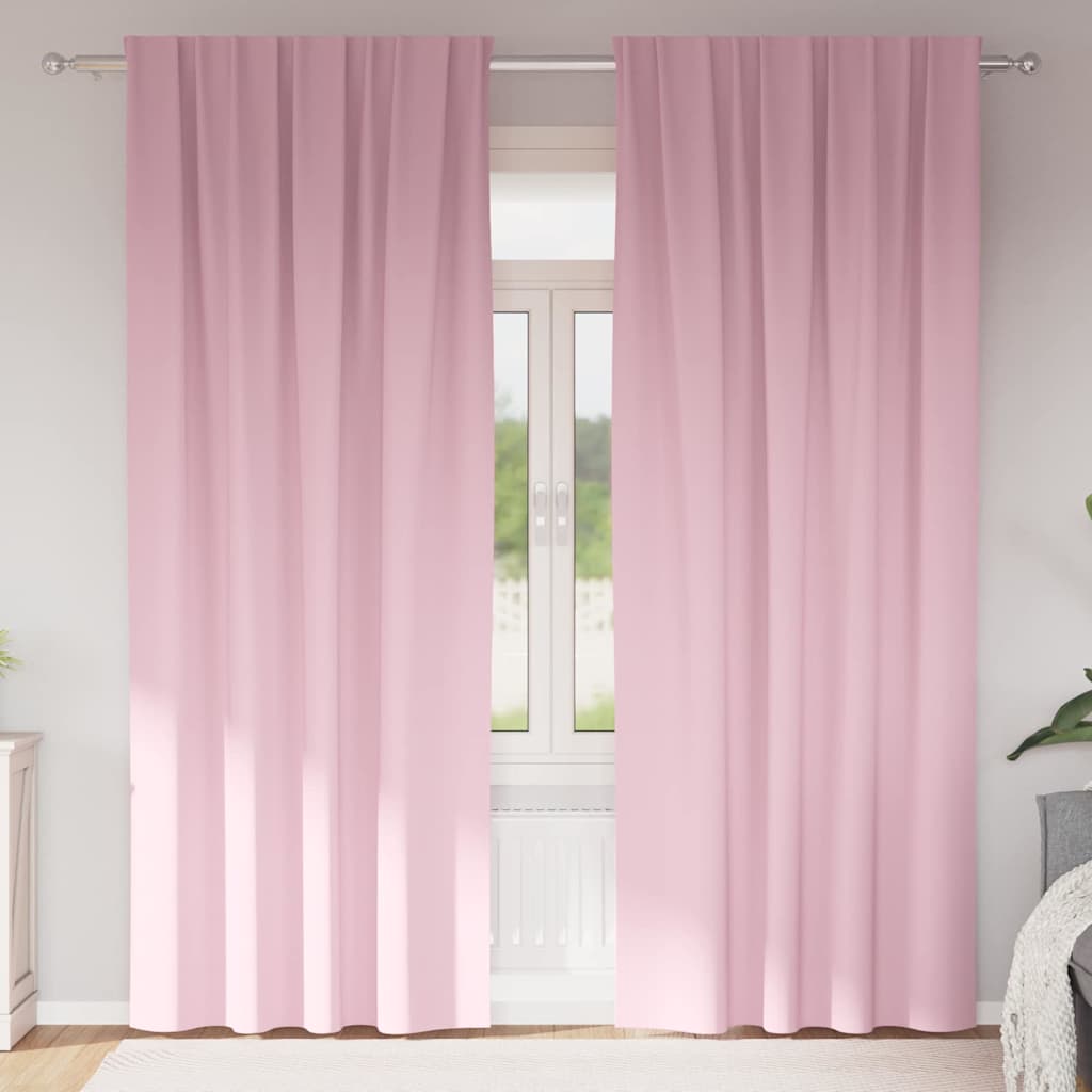 Blackout Curtains with Rings 2 pcs Baby Pink 260 x 140 cm