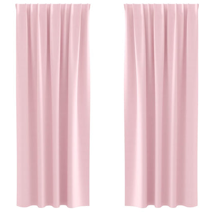Blackout Curtains with Rings 2 pcs Baby Pink 260 x 140 cm