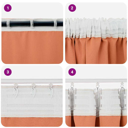Blackout Curtains with Rings 2 pcs Terracotta 245 x 140 cm