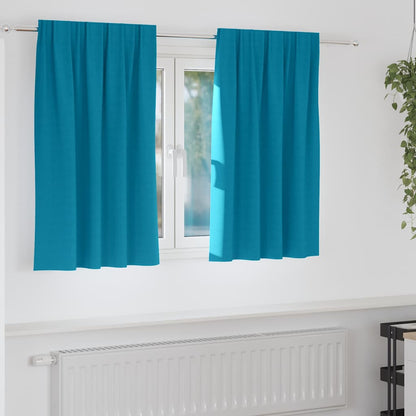 Blackout Curtains with Rings 2 pcs Turquoise 140 x 140 cm