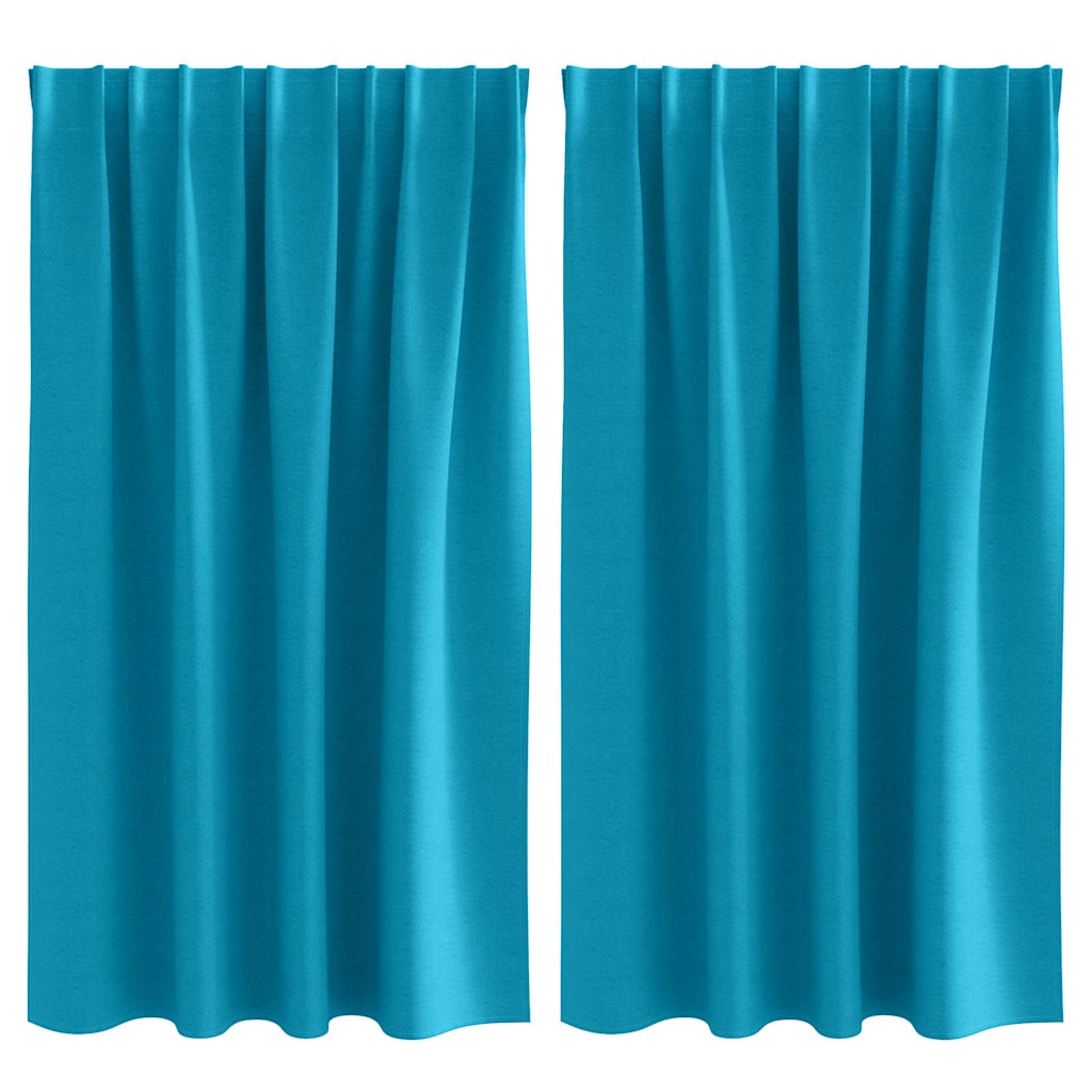 Blackout Curtains with Rings 2 pcs Turquoise 140 x 140 cm