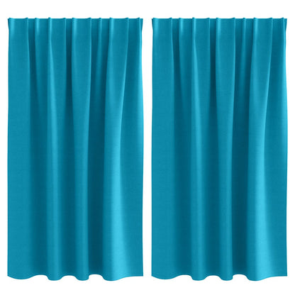 Blackout Curtains with Rings 2 pcs Turquoise 140 x 140 cm