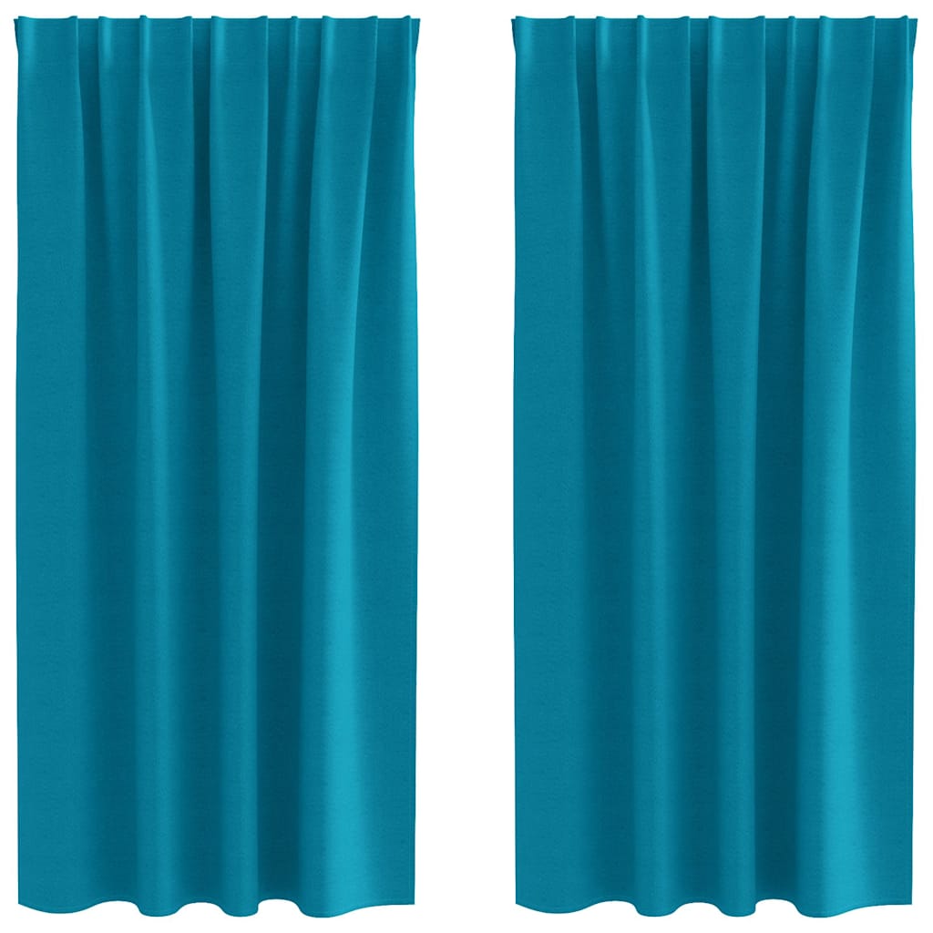Blackout Curtains with Rings 2 pcs Turquoise 175 x 140 cm