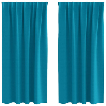 Blackout Curtains with Rings 2 pcs Turquoise 175 x 140 cm