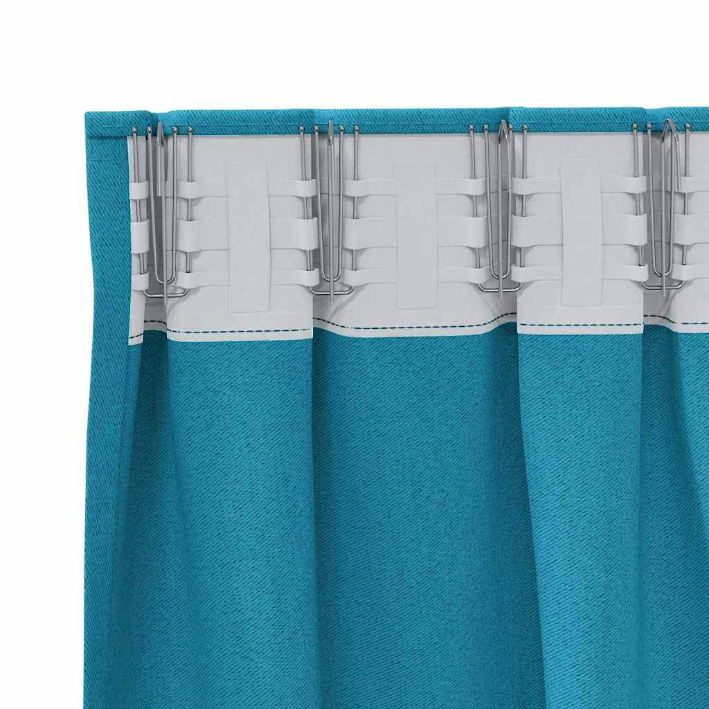 Blackout Curtains with Rings 2 pcs Turquoise 225 x 140 cm