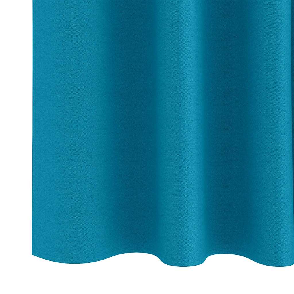 Blackout Curtains with Rings 2 pcs Turquoise 225 x 140 cm