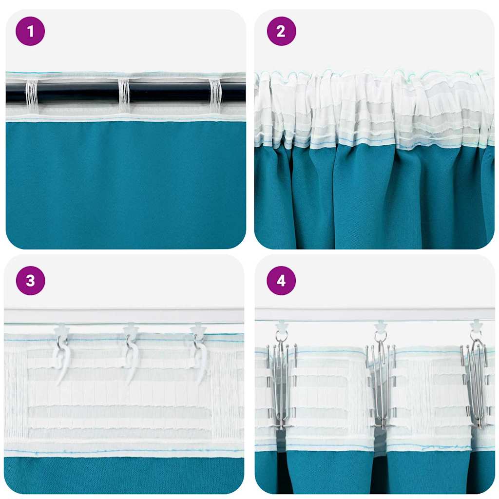 Blackout Curtains with Rings 2 pcs Turquoise 225 x 140 cm