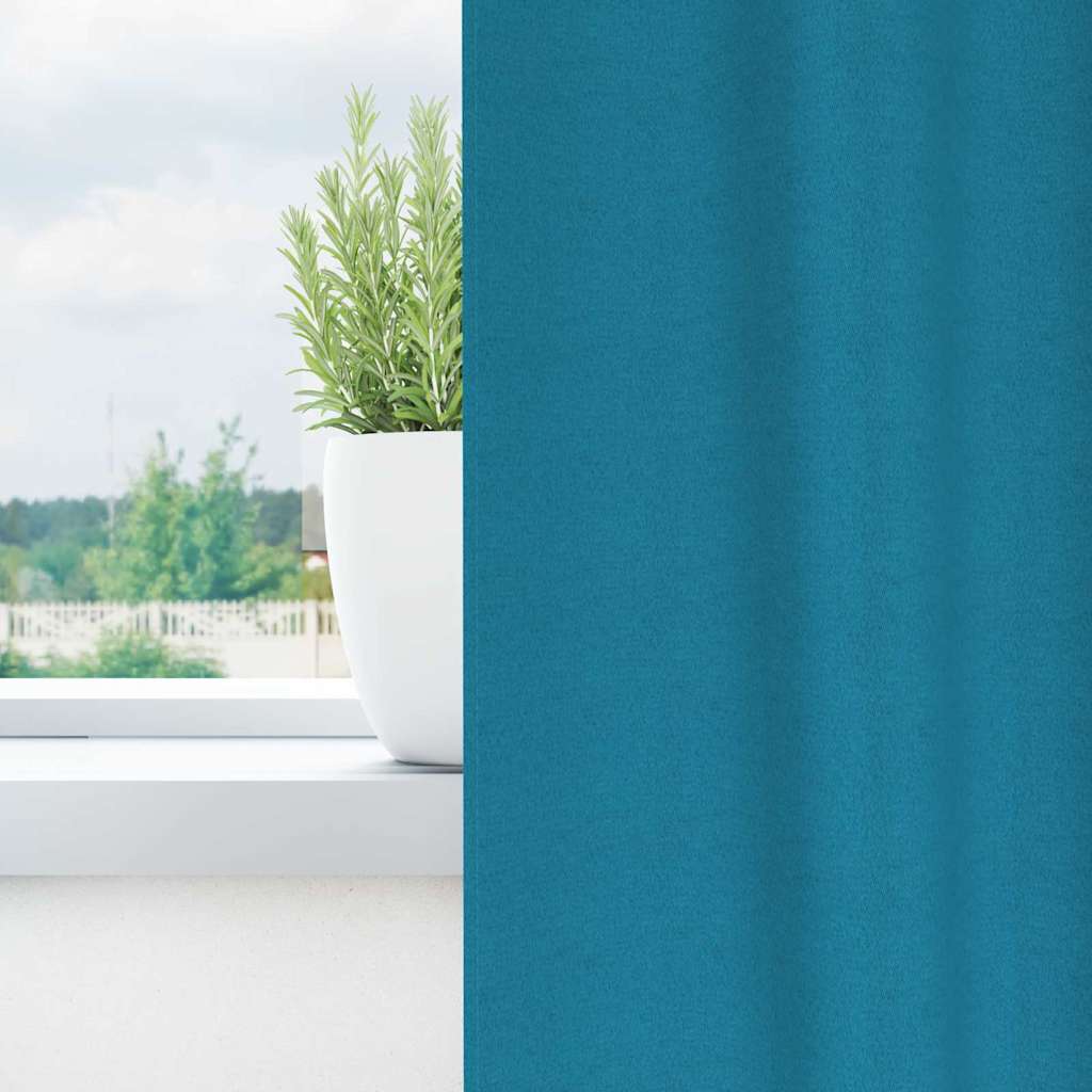 Blackout Curtains with Rings 2 pcs Turquoise 225 x 140 cm