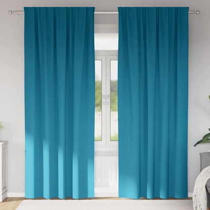 Blackout Curtains with Rings 2 pcs Turquoise 225 x 140 cm
