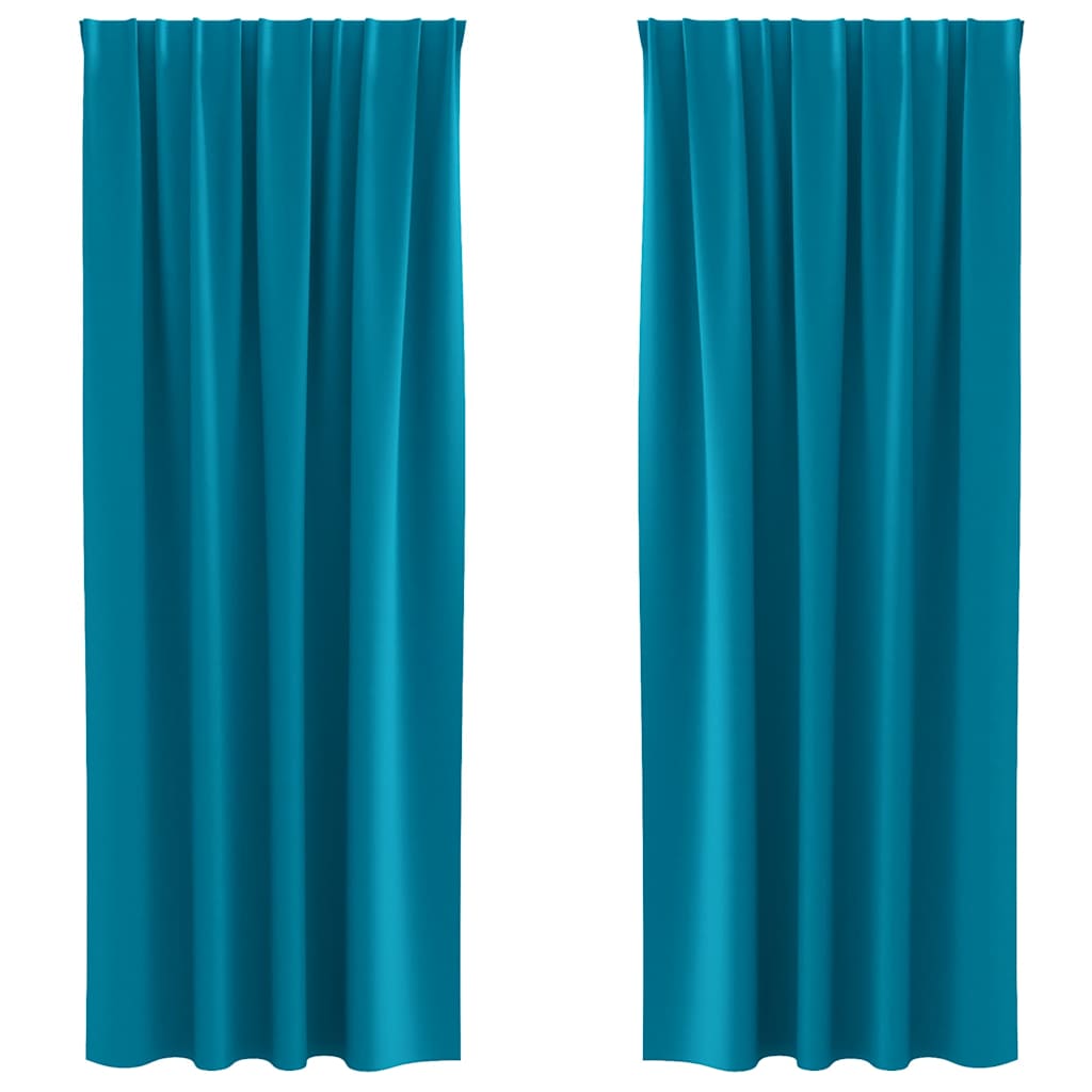 Blackout Curtains with Rings 2 pcs Turquoise 225 x 140 cm
